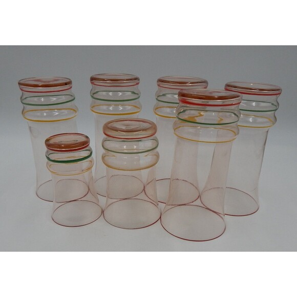 US Glass Co Painted Pin-Striped Glassware Set 6 Depression Glass Tumbler Juice - Picture 12 of 12